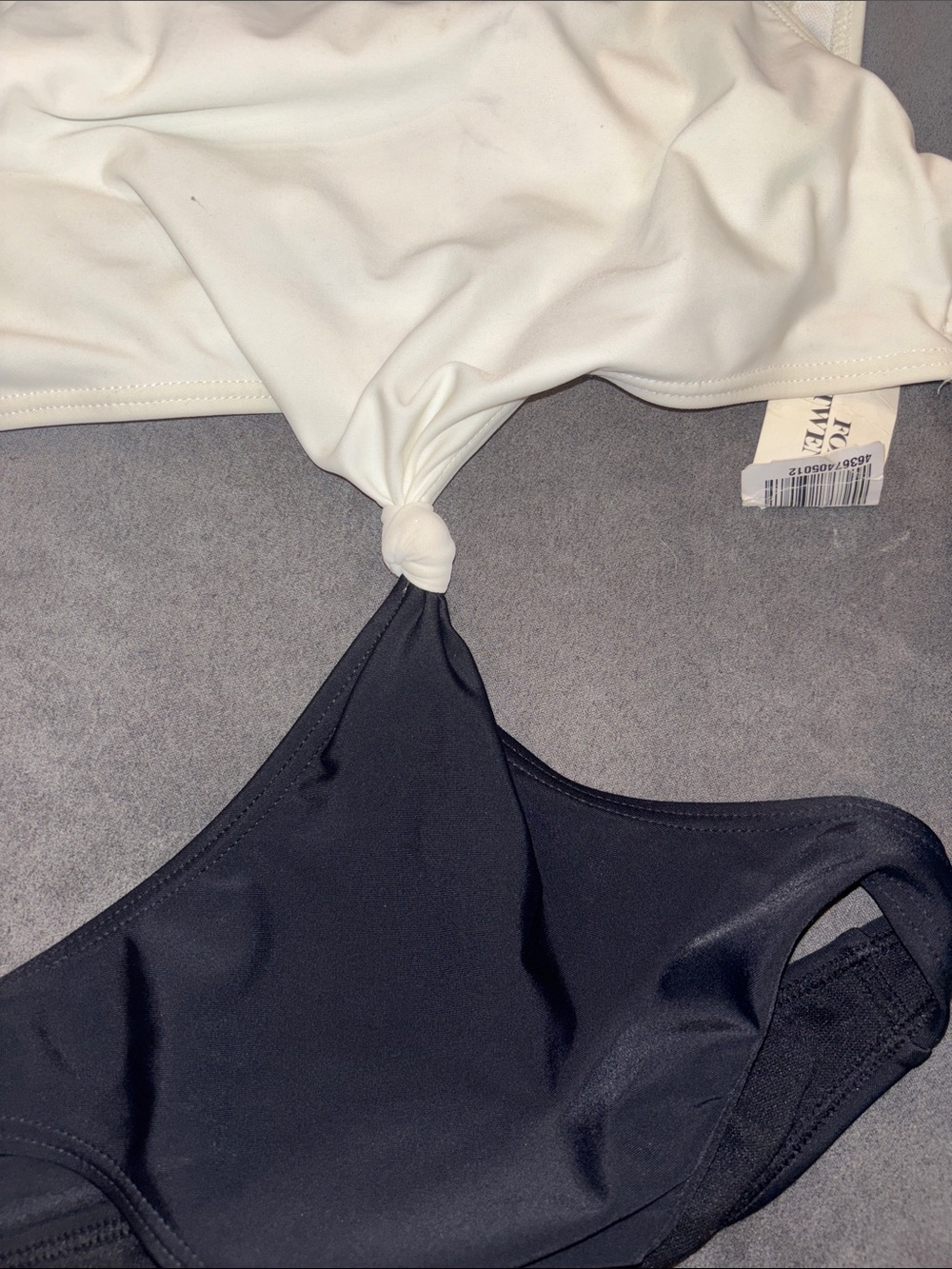 Forever 21 Two-Tone Cutout One-Piece Swimsuit — Black & White - Picture 4 of 5